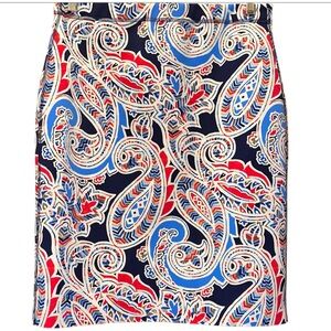 J. McLaughlin Blue and Red Paisley Pencil Skirt